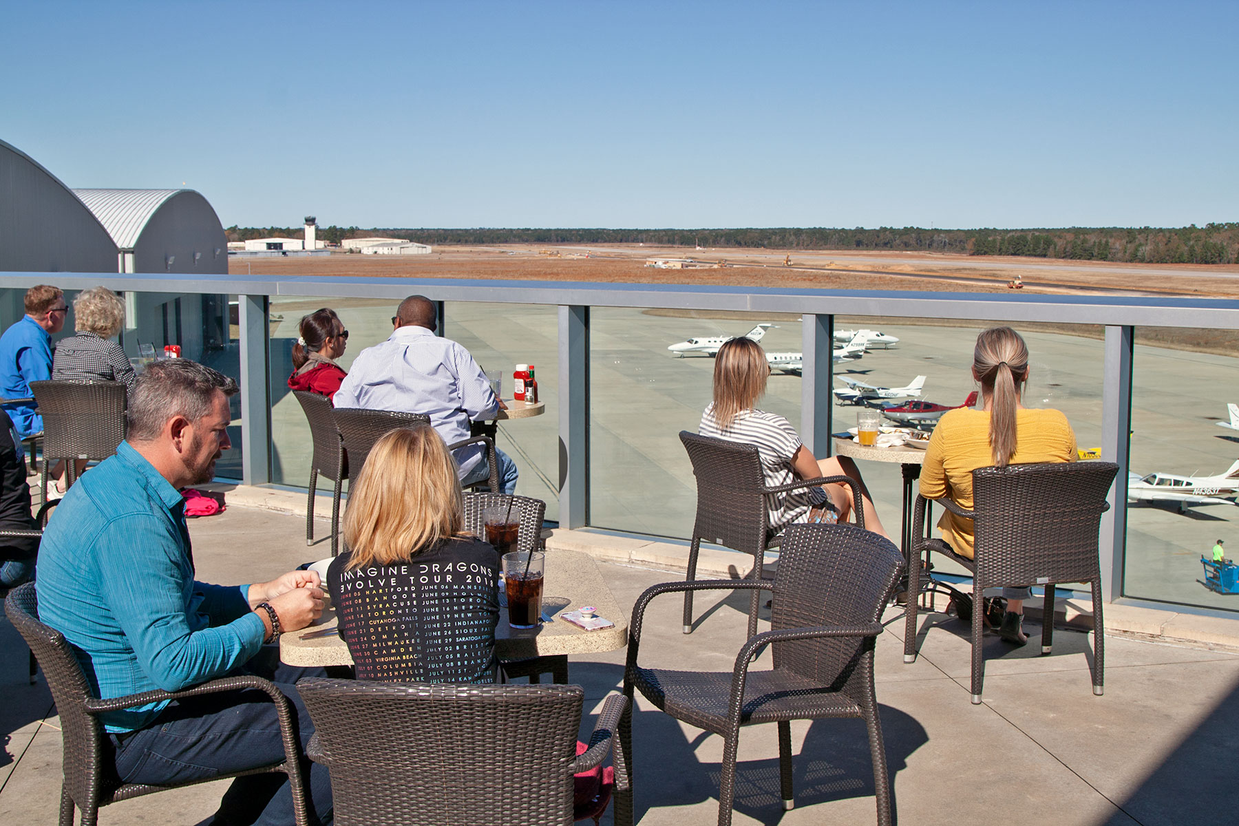 The members (and other guests) enjoyed the views and great food at the Black Walnut Cafe’s Patio overlooking at the Galaxy FBO ramp.